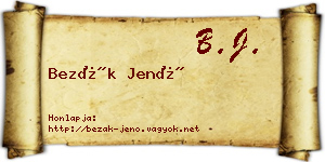 Bezák Jenő névjegykártya